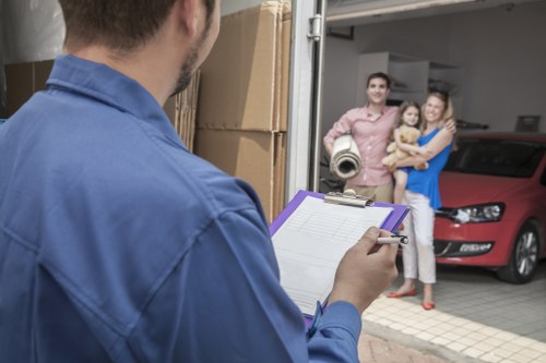 Office furniture and equipment being loaded for a Wandsworth workplace move