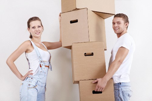 Packed boxes and household items ready for a flat move in Wandsworth