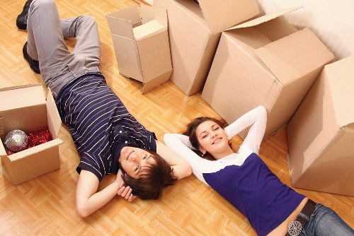 Boxes and packing materials prepared for a residential or business move